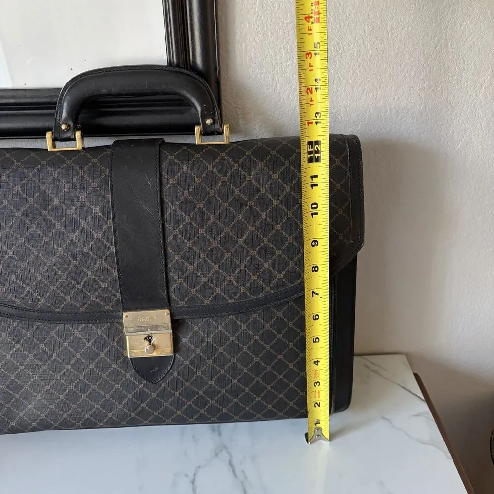 Vintage BALLY Monogram Canvas Leather Briefcase With Key